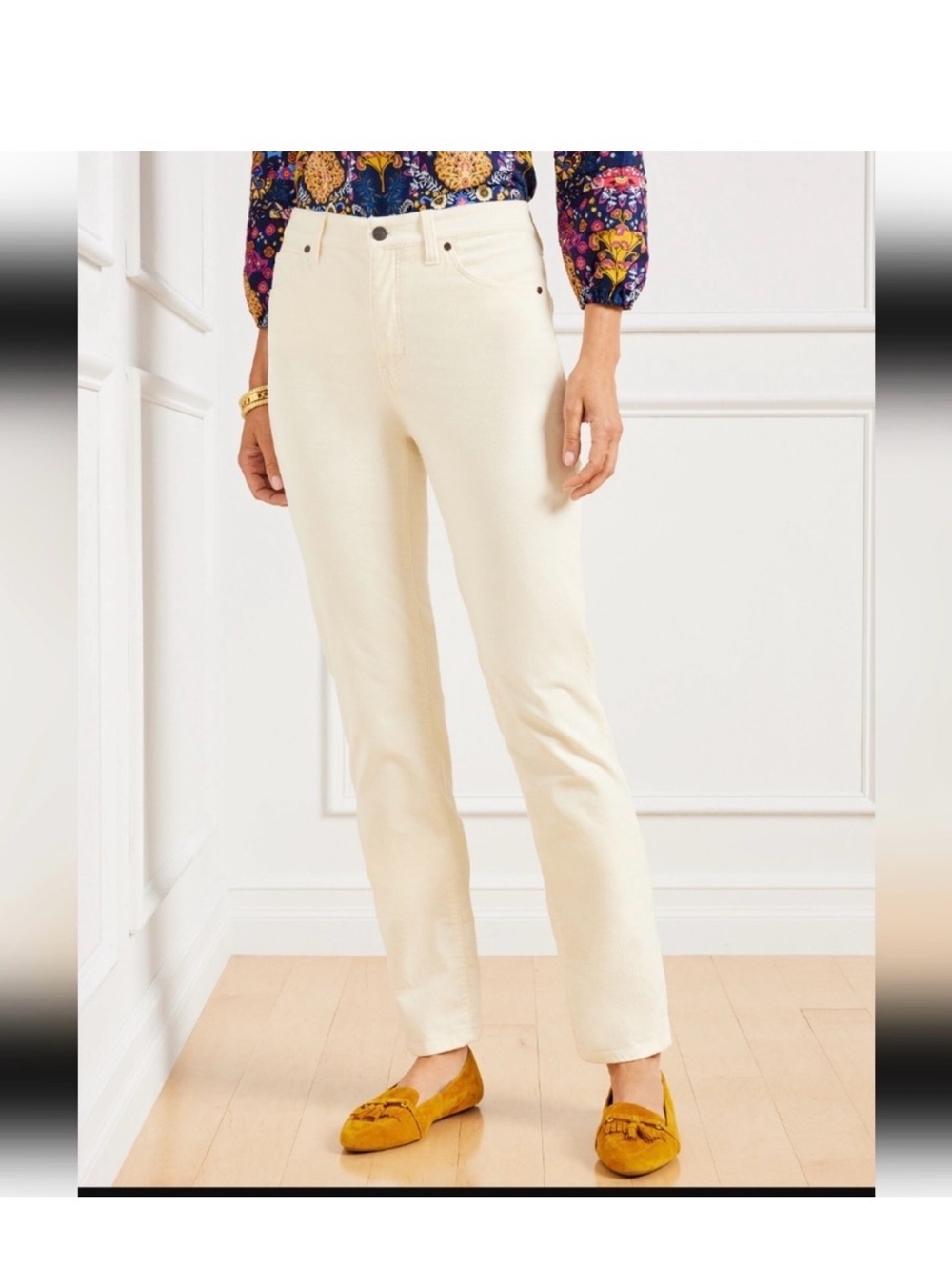 Talbots Corduroy Straight Leg Pant‎ ivory size 8